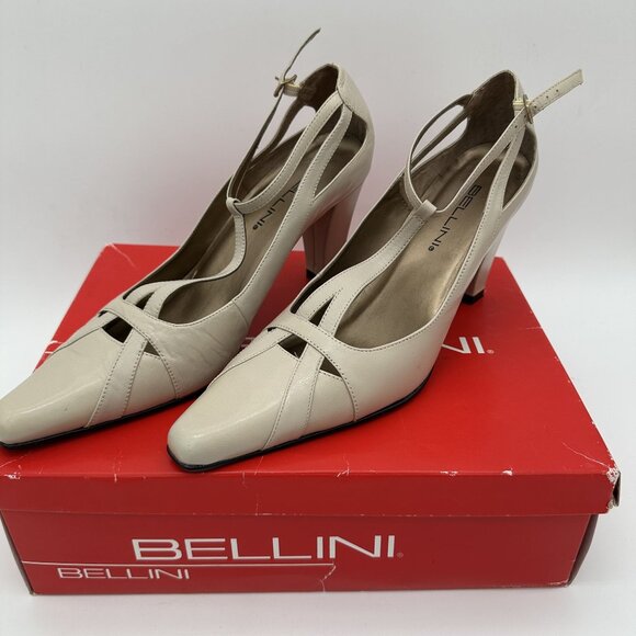 Bellini Womens Cream Leather Heels Size 8.5 With Box - Picture 1 of 9